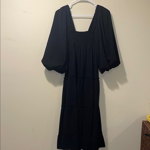 Womens Show Me Your MuMu Elaina Midi Dress Black Smocked Long Sleeve Sun… - Picture 8 of 8